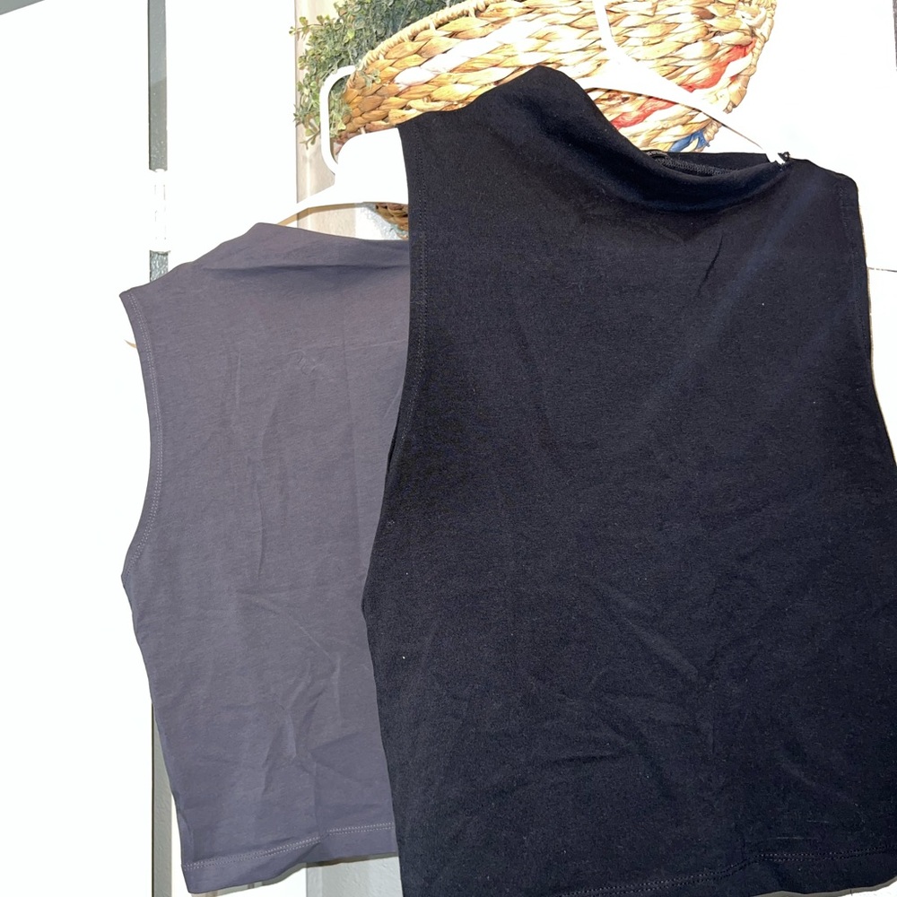 Zara Black and Gray Asymmetrical Sleeveless Tops